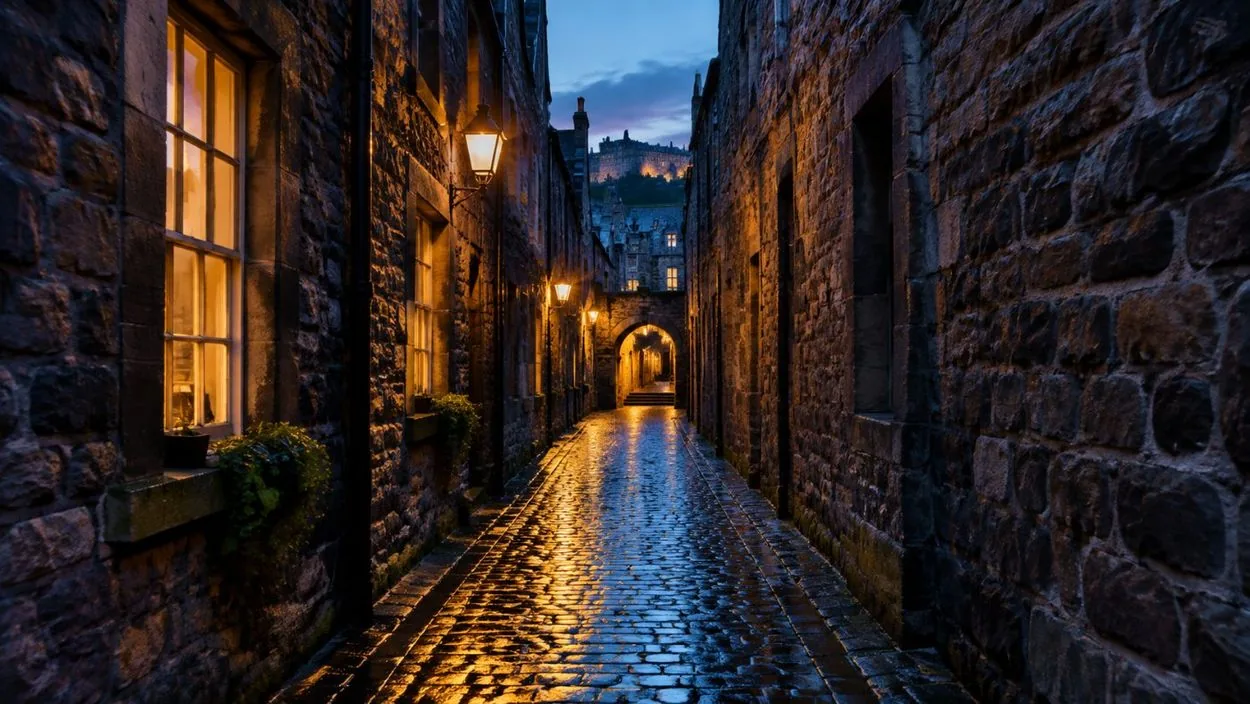 An Old Town close, walked before the stair down