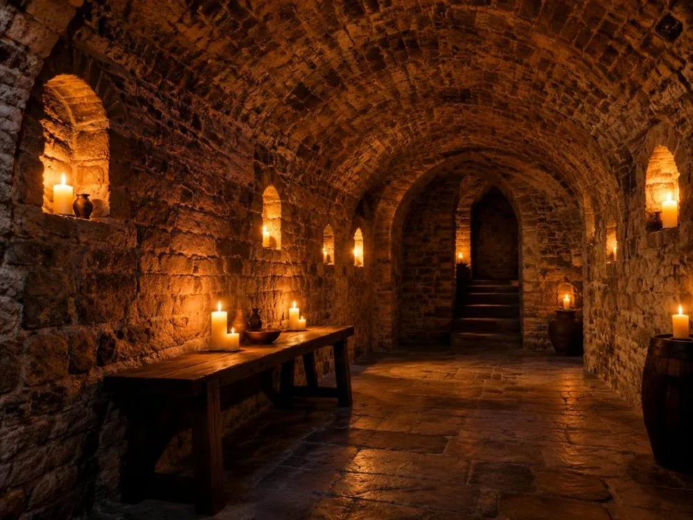 A candlelit cellar in the Blair Street vaults