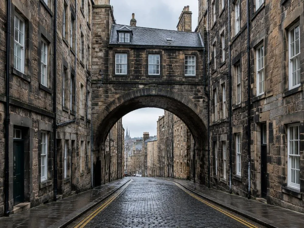 The one South Bridge arch still visible, over the Cowgate